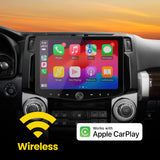 Installed Stinger touchscreen showing Apple CarPlay apps in a wireless CarPlay graphic