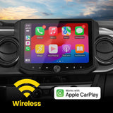 Stinger HORIZON10 installed in a Toyota Tacoma dashboard showing the wireless Apple CarPlay app screen