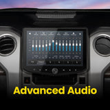 Stinger HORIZON10 in a Toyota Tundra dashboard showing the audio equalizer screen