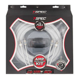T-Spec V10-AK1 amplifier wiring kit in packaging marked 1/0 AWG with RCA interconnects