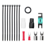 T-Spec installation accessories with a 125A fuse, cable ties, terminals, grommet and protective sleeves