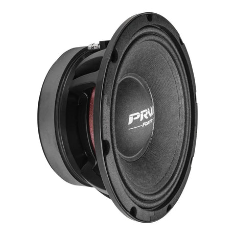 PRV Audio Forte speaker angled view showing its black cone, basket and red suspension