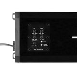 NXL-X1000.1D amplifier control panel with low-pass, sensitivity, boost, phase and subsonic adjustments and clip and power/protect indicators.