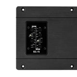 DS18 NXL-F4 amplifier control panel with front and rear level, crossover and frequency controls, boost and 2/4-channel configuration