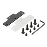 Black and translucent mounting plates, two sets of screws and a hex key