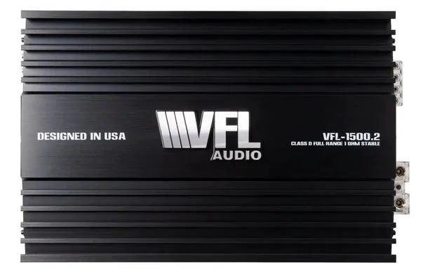 VFL Audio VFL-1500.2 amplifier, top view with black finned housing