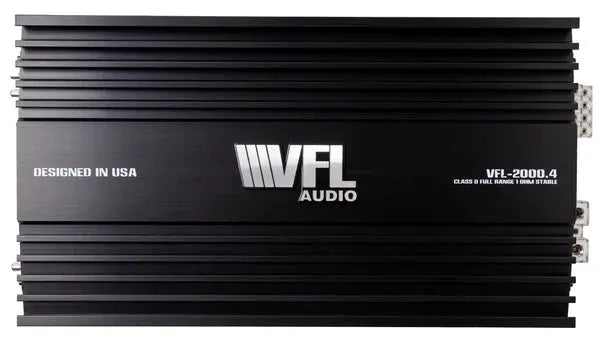 VFL 2000.4 amplifier top view with ribbed heat sink