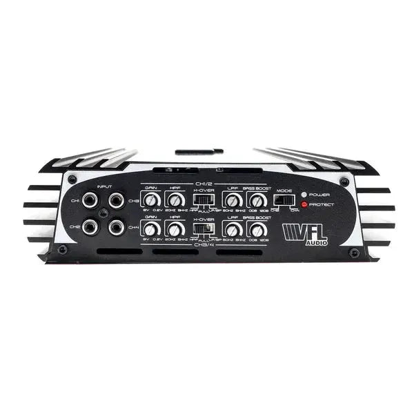 VFL Stealth 500.4 amplifier input panel with RCA sockets and adjustment controls