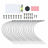 Audio installation hardware including screws, cable ties, a fuse, grommet and red wire connectors