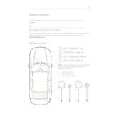 Tesla speaker-location guide noting that tweeters, midranges and the center speaker require the supplied inline capacitor or inductor connectors