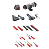 Alternate view of wiring adapters, fuse holder and power leads with ring terminals