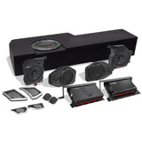 VIBE audio kit with a long subwoofer enclosure, two amplifiers, speakers, tweeters and replacement grilles