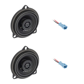 Two VIBE coaxial speakers with blue wiring connectors