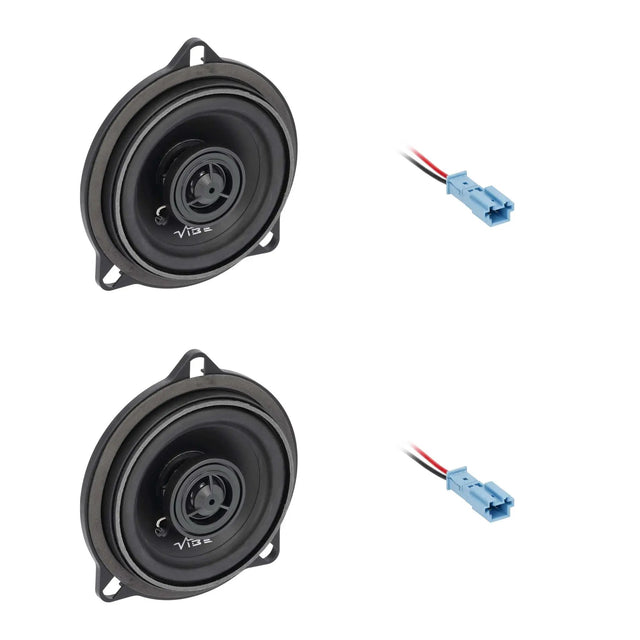 Two VIBE coaxial speakers with blue wiring connectors