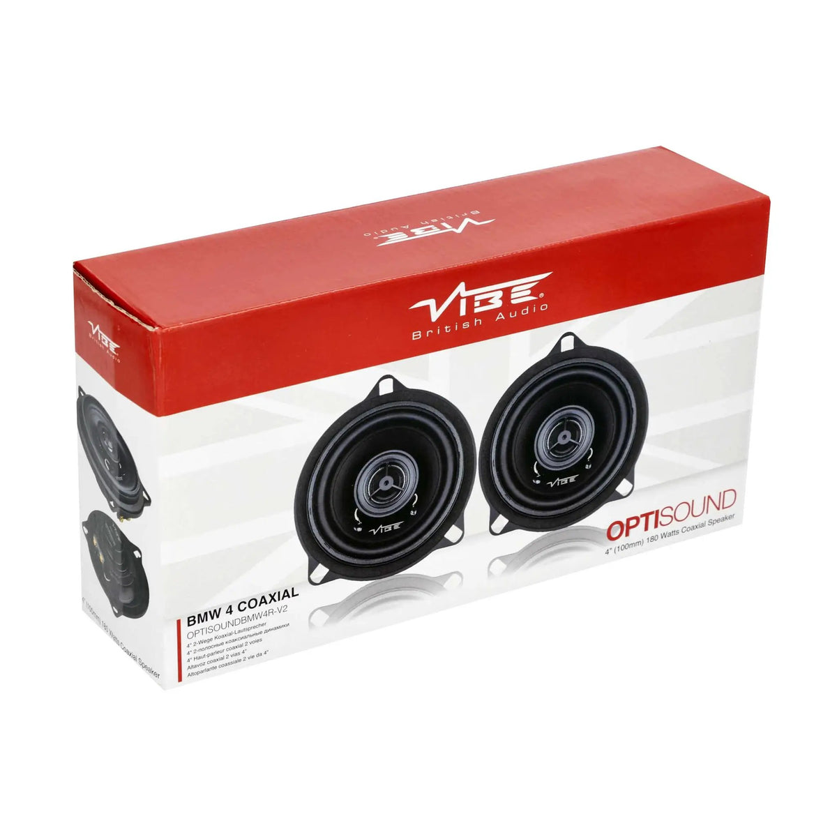VIBE BMW coaxial-speaker retail box, viewed at an angle