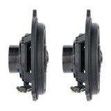 Side view of two shallow VIBE coaxial speakers showing baskets and magnets