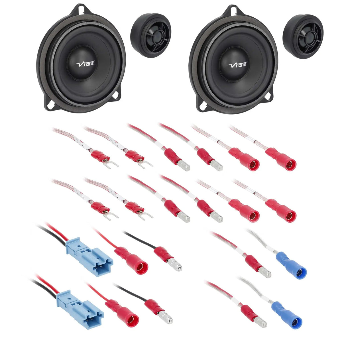VIBE component speaker pair with separate tweeters and wiring adapters