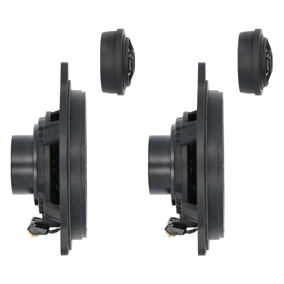 Side profiles of VIBE component speakers with separate tweeters