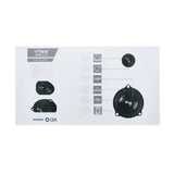 VIBE speaker packaging highlighting silk-dome tweeters, paper-composite cones and rubber surrounds