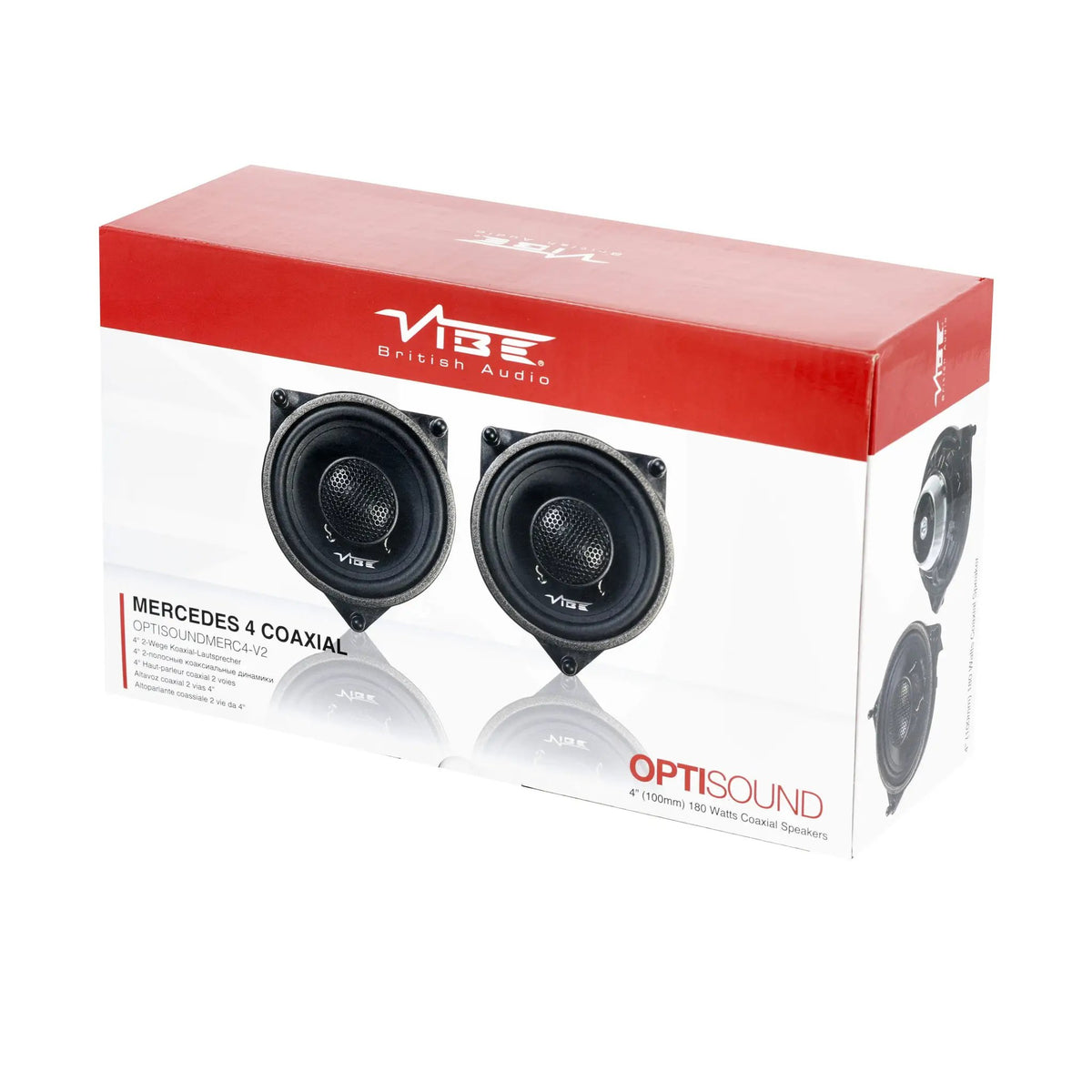 VIBE Mercedes coaxial-speaker retail box with two speaker illustrations