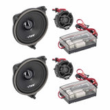 VIBE component speaker set with two woofers, two tweeters and clear-cased crossovers