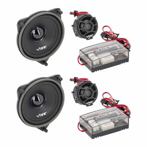 VIBE component speaker set with two woofers, two tweeters and clear-cased crossovers
