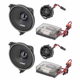 Two VIBE component speakers with separate tweeters and clear-covered crossover modules