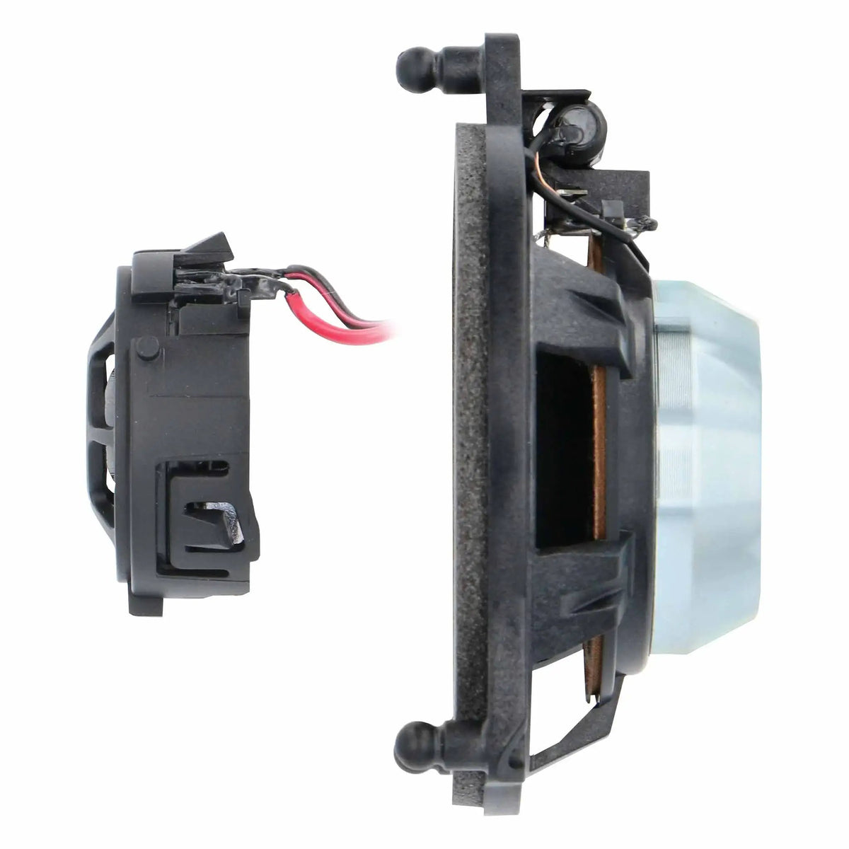 Side view of a VIBE component speaker and separate wired tweeter