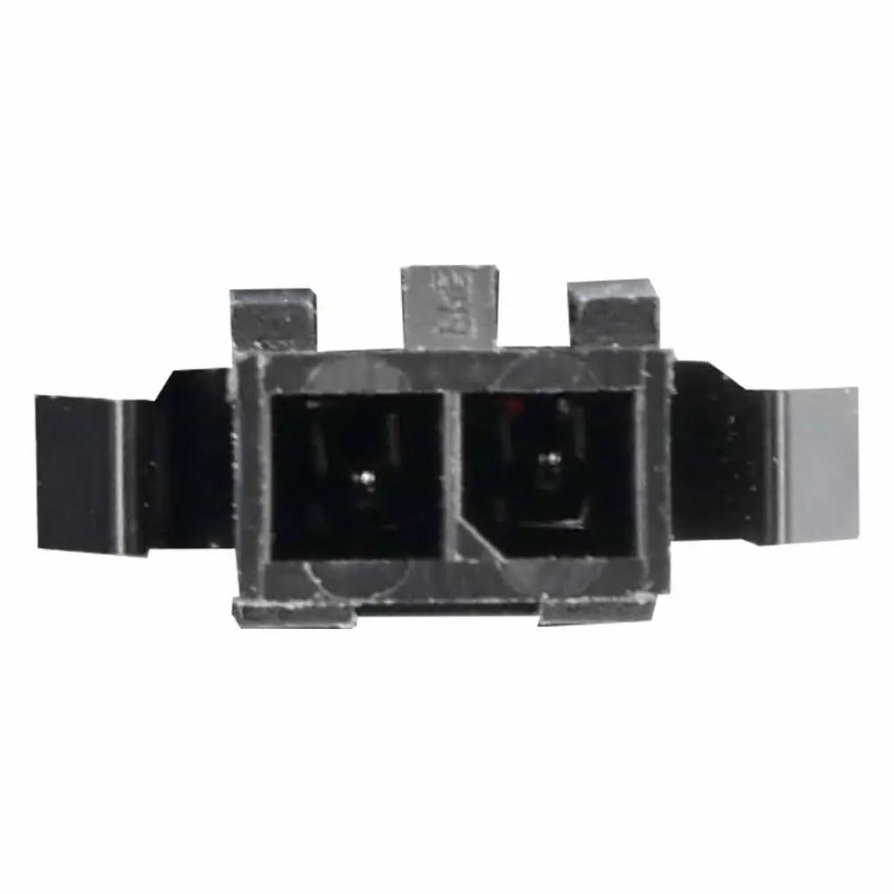 Close-up of a black two-pin speaker connector socket