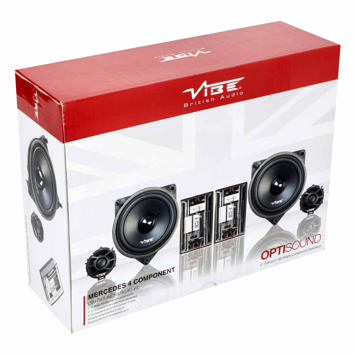 VIBE OPTISOUND Mercedes component speaker retail box at an angle