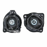 Rear view of two shallow speaker assemblies showing magnets and molded mounting frames