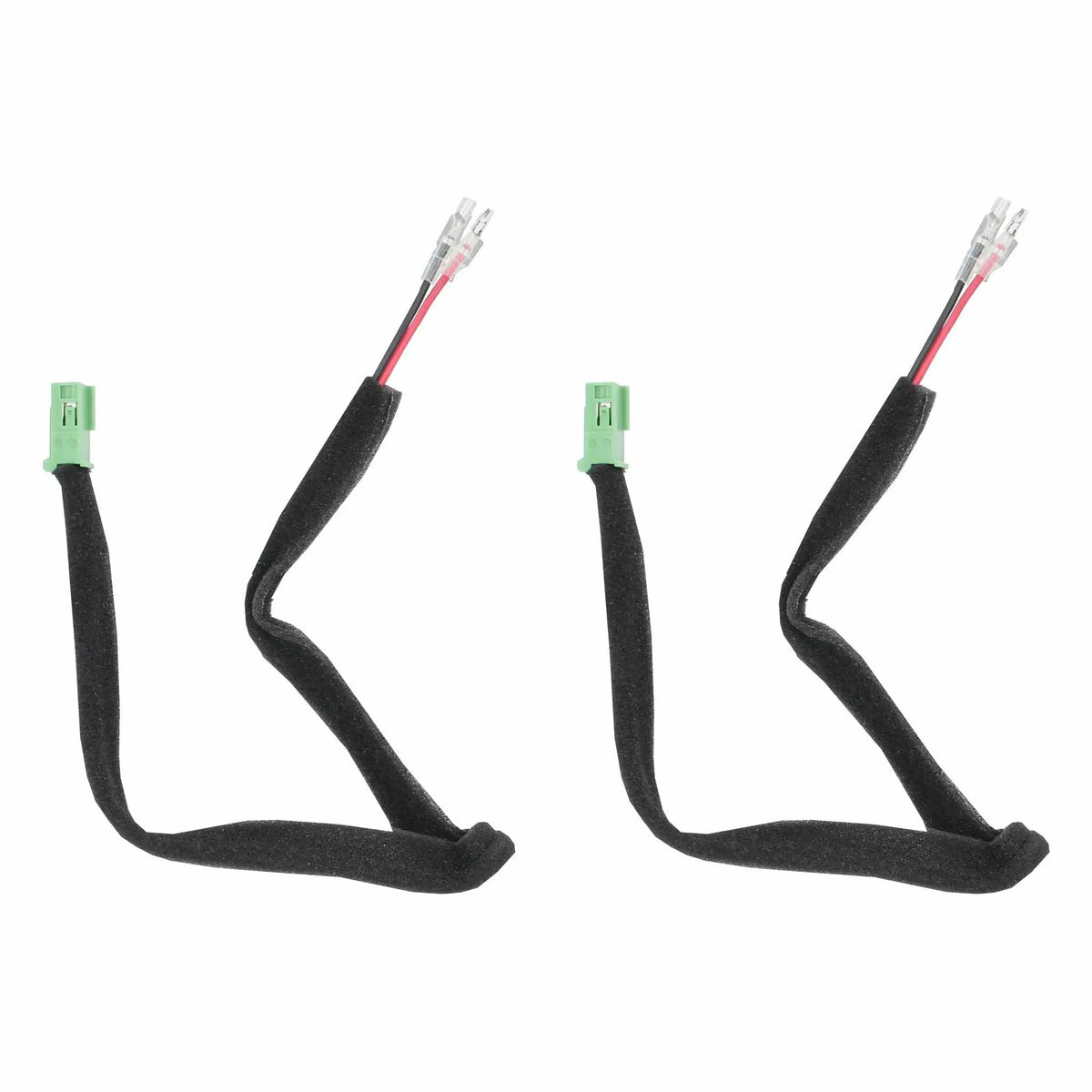 Two VIBE speaker adapter leads with green plugs and paired wire terminals