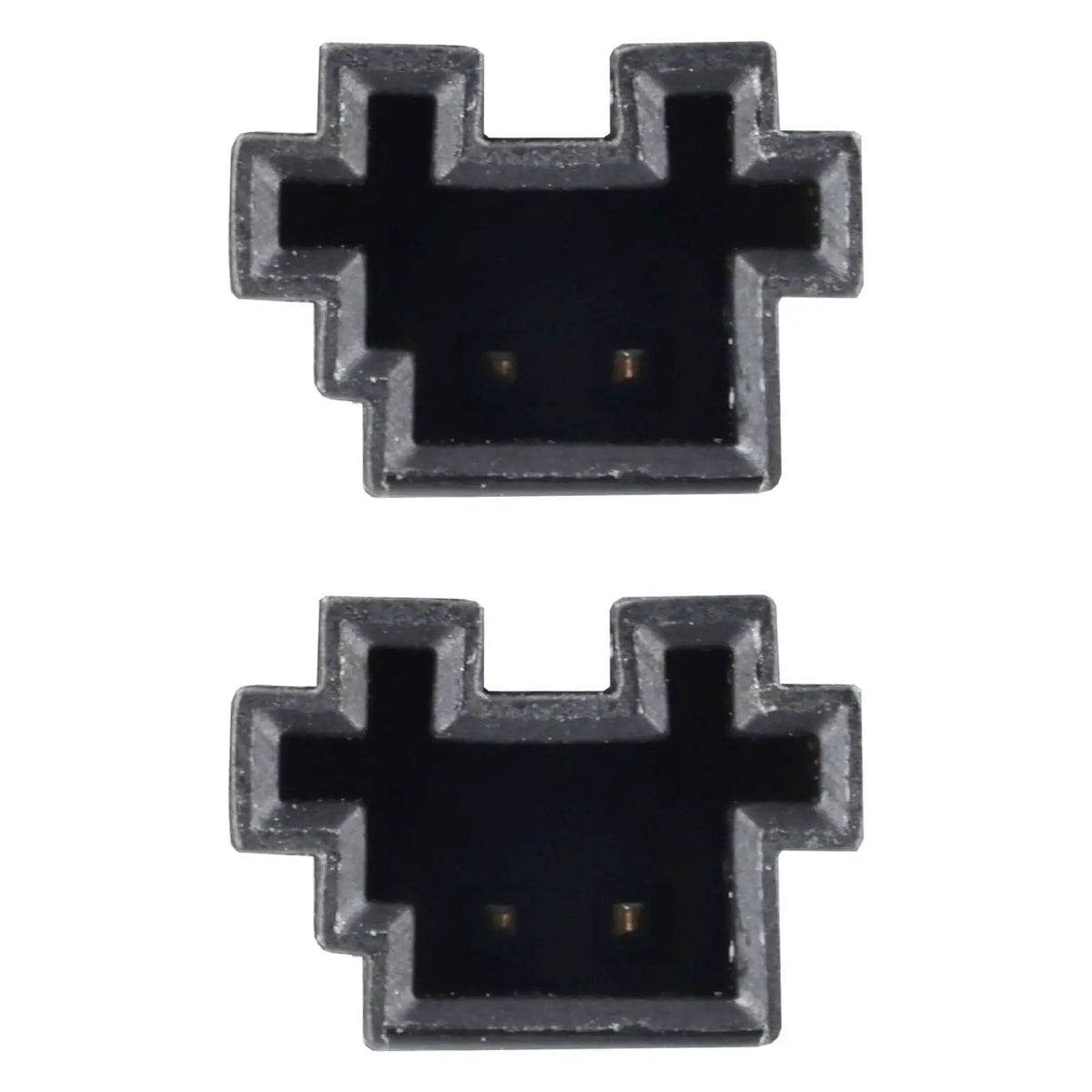 Two black speaker connector sockets shown close-up
