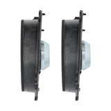 Side profiles of two VIBE Tesla midwoofers, showing the deep baskets and silver magnets