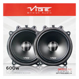 VIBE OPTISOUND Tesla woofer packaging front with two speaker illustrations and 600W marking