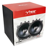 VIBE OPTISOUND Tesla woofer retail box at an angle with printed speaker illustrations