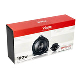 VIBE Tesla center-speaker retail box with midrange and tweeter illustrations