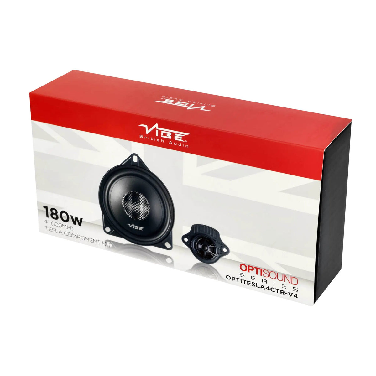 VIBE OPTISOUND Tesla center-speaker retail box marked 180 watts