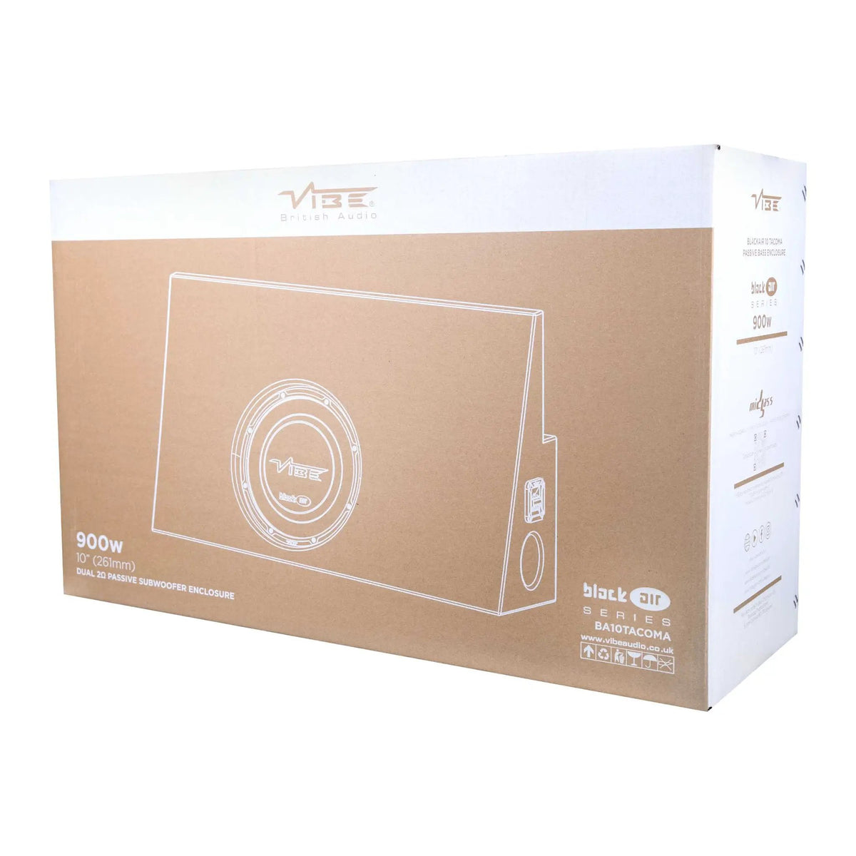 VIBE Toyota Tacoma subwoofer enclosure retail carton with product illustration