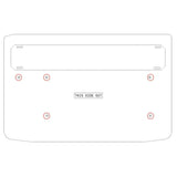 Mounting template marked This Side Out, with five highlighted hole locations