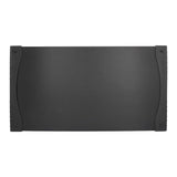 Rear view of a rectangular carbon-pattern subwoofer enclosure with side mounting brackets