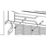 Tailgate mounting diagram showing bolts and spacers attaching the long enclosure support bracket