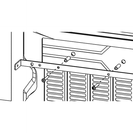 Tailgate mounting diagram showing bolts and spacers attaching the long enclosure support bracket