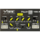 VIBE Powerbox amplifier 2 setup photo marking full-range crossovers, four-channel input mode and the filter and gain positions