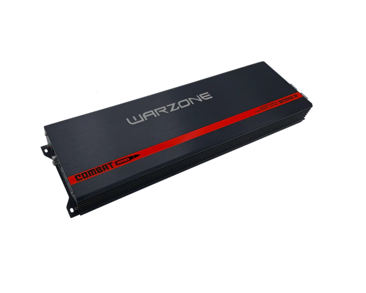 Warzone Combat WC3500.1D amplifier, angled view with model number visible